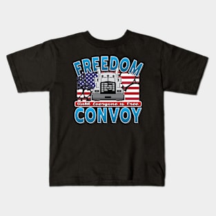 FREEDOM CONVOY USA - FREEDOM CONVOY 2022 - USA FLAG HEARTS BLUE LETTERS Kids T-Shirt